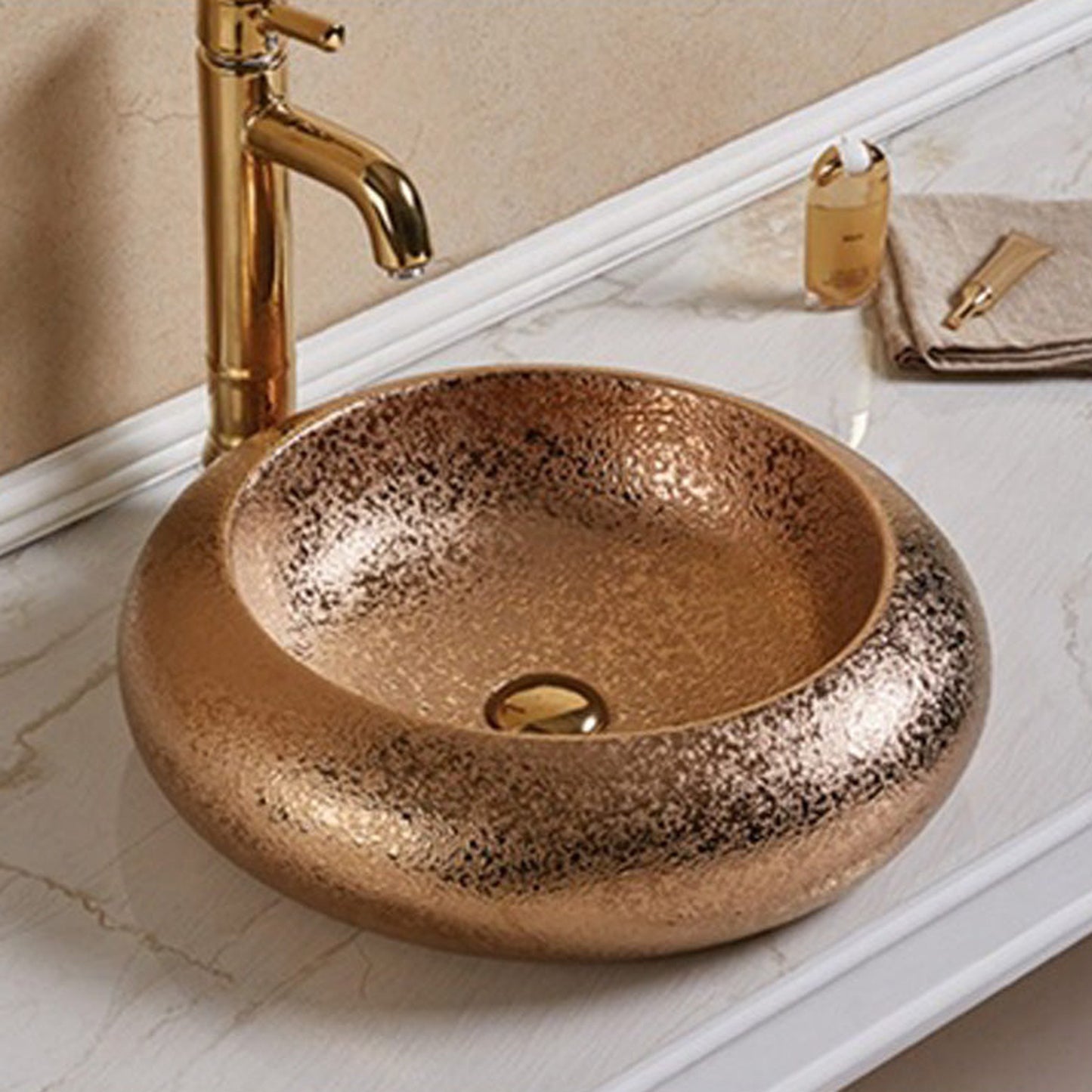 American Imaginations AI-27921 Round Oil Rubbed Bronze Ceramic Bathroom Vessel Sink with Enamel Glaze Finish