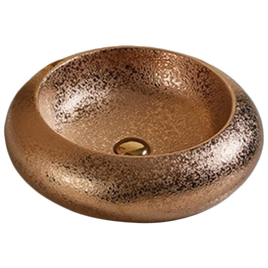 American Imaginations AI-27921 Round Oil Rubbed Bronze Ceramic Bathroom Vessel Sink with Enamel Glaze Finish