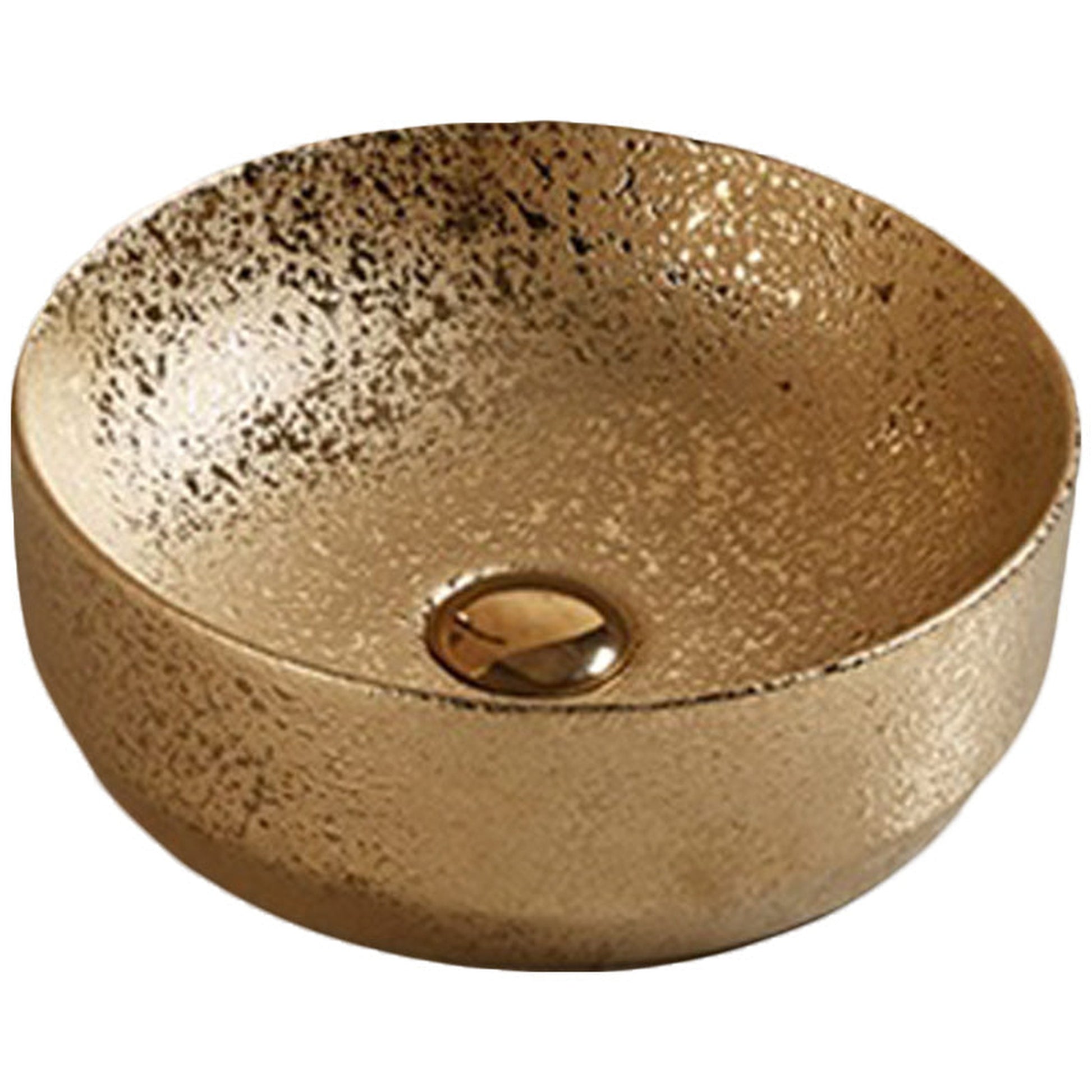 American Imaginations AI-27926 Round Gold Ceramic Bathroom Vessel Sink with Enamel Glaze Finish