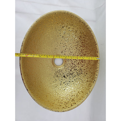 American Imaginations AI-27933 Oval Gold Ceramic Bathroom Vessel Sink with Enamel Glaze Finish