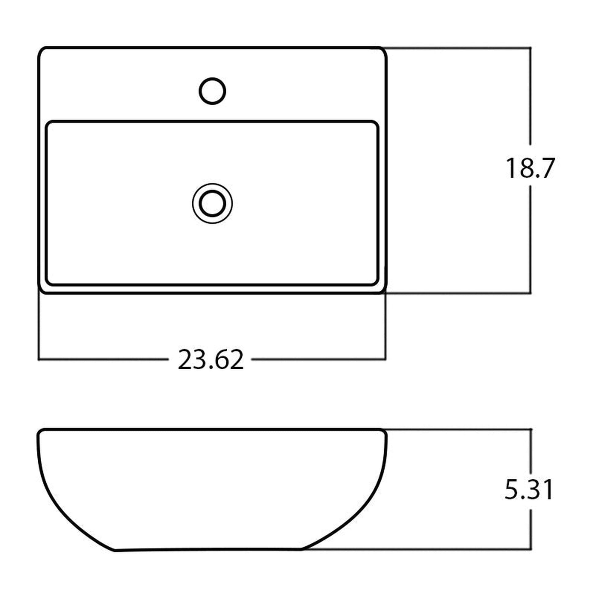 American Imaginations AI-27937 Rectangle Gold Ceramic Bathroom Vessel Sink with Enamel Glaze Finish