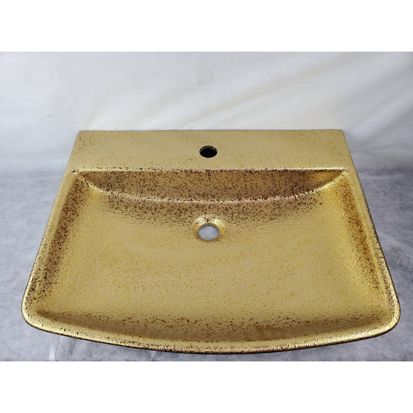 American Imaginations AI-27937 Rectangle Gold Ceramic Bathroom Vessel Sink with Enamel Glaze Finish