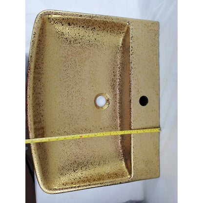 American Imaginations AI-27937 Rectangle Gold Ceramic Bathroom Vessel Sink with Enamel Glaze Finish