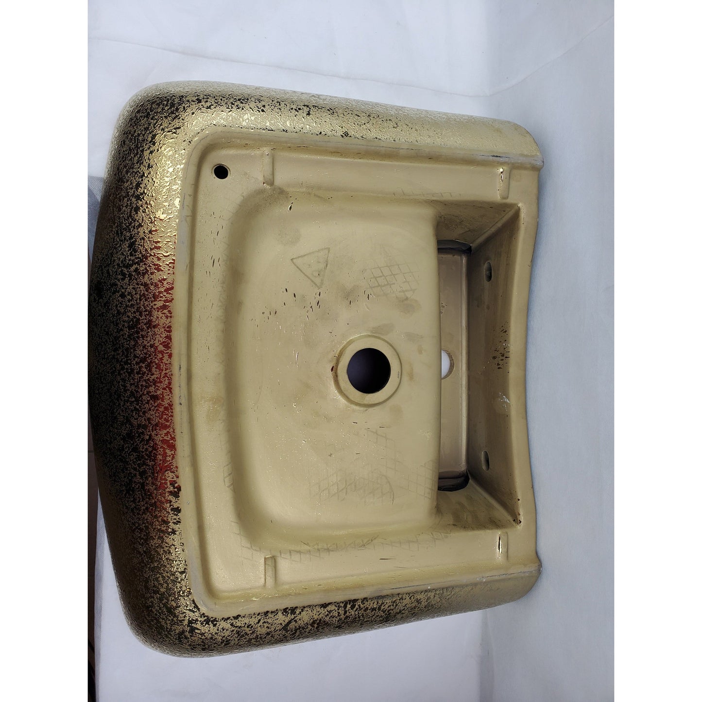 American Imaginations AI-27937 Rectangle Gold Ceramic Bathroom Vessel Sink with Enamel Glaze Finish