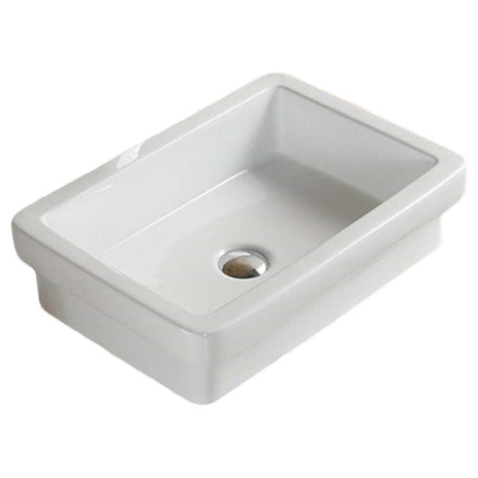 American Imaginations AI-28122 Rectangle White Ceramic Bathroom Vessel Sink with Enamel Glaze Finish