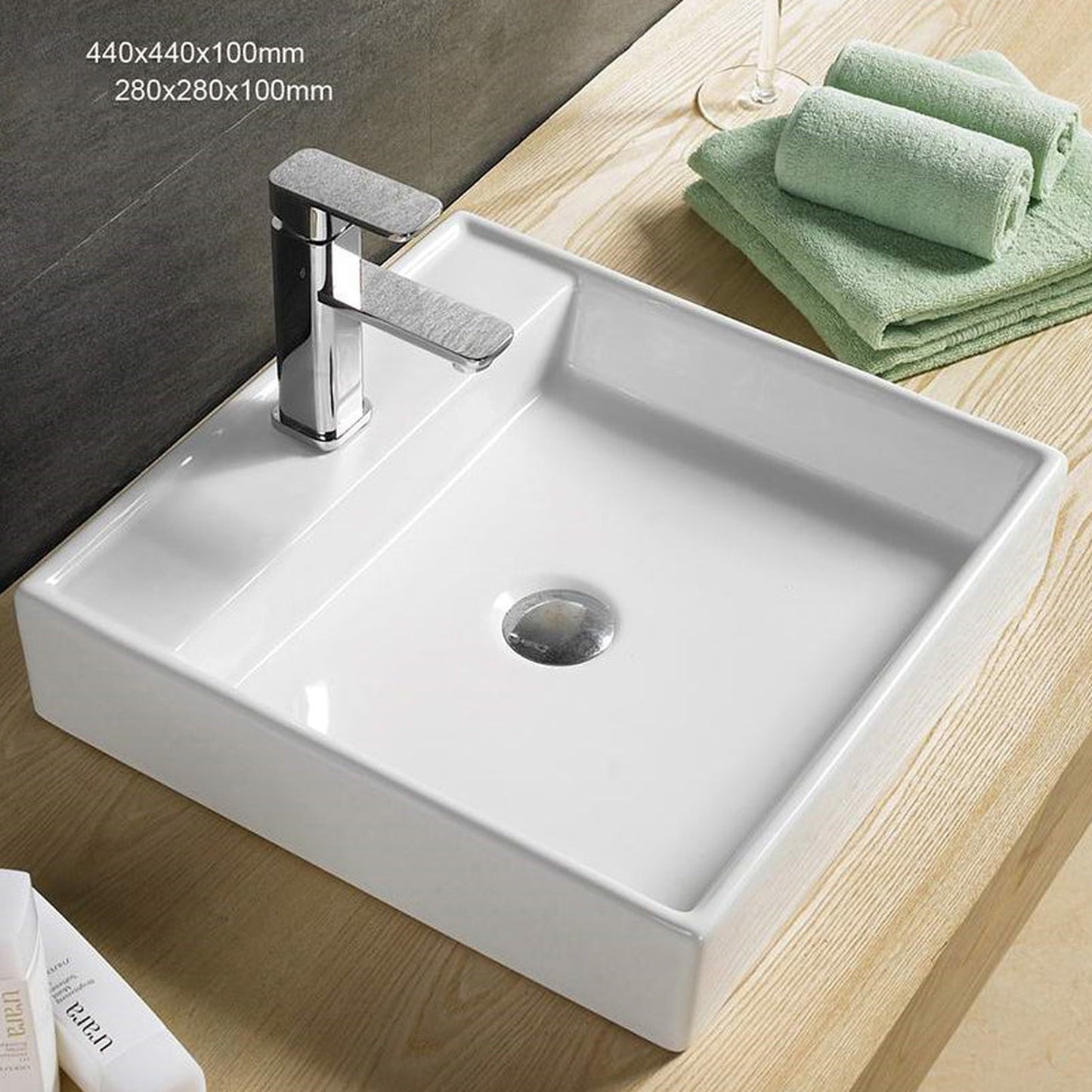 American Imaginations AI-28130 Square White Ceramic Bathroom Vessel Sink with Enamel Glaze Finish
