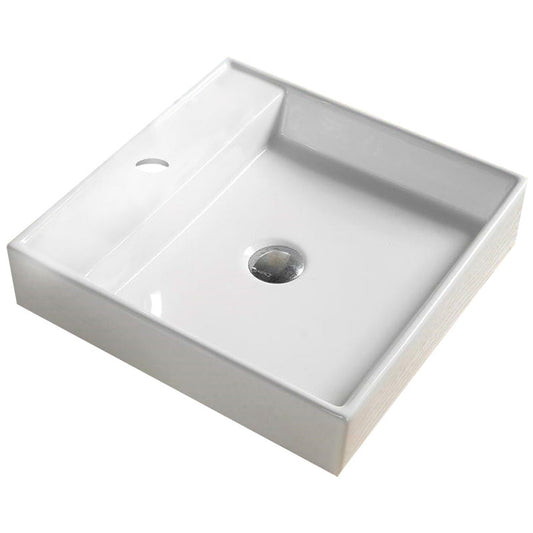American Imaginations AI-28130 Square White Ceramic Bathroom Vessel Sink with Enamel Glaze Finish