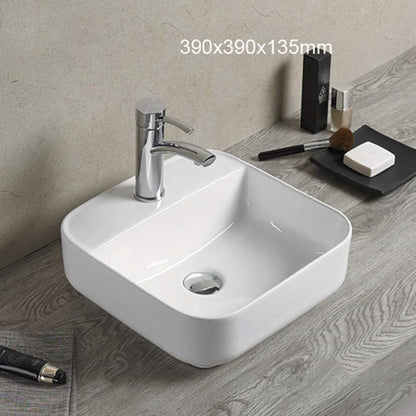 American Imaginations AI-28138 Square White Ceramic Bathroom Vessel Sink with Enamel Glaze Finish