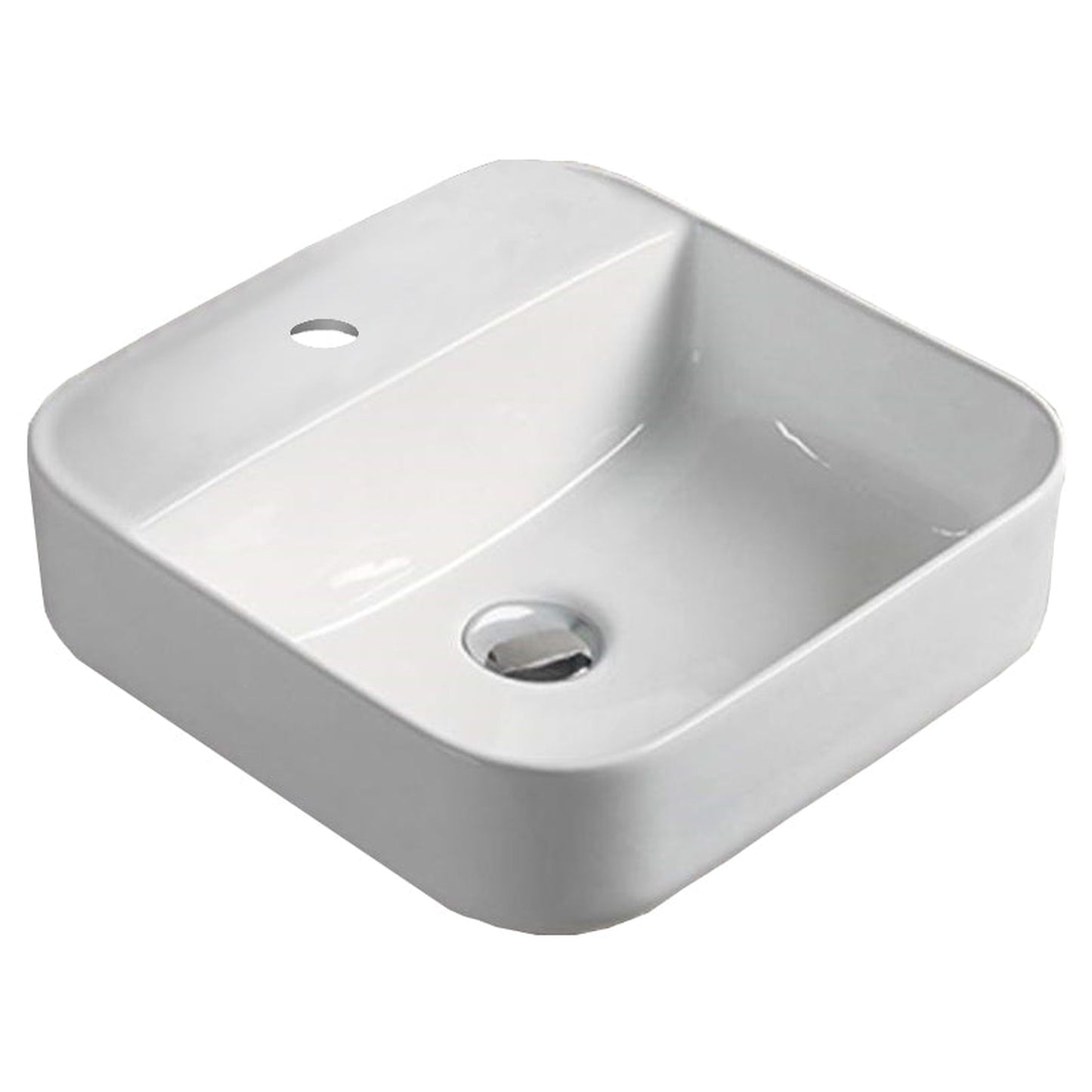 American Imaginations AI-28138 Square White Ceramic Bathroom Vessel Sink with Enamel Glaze Finish