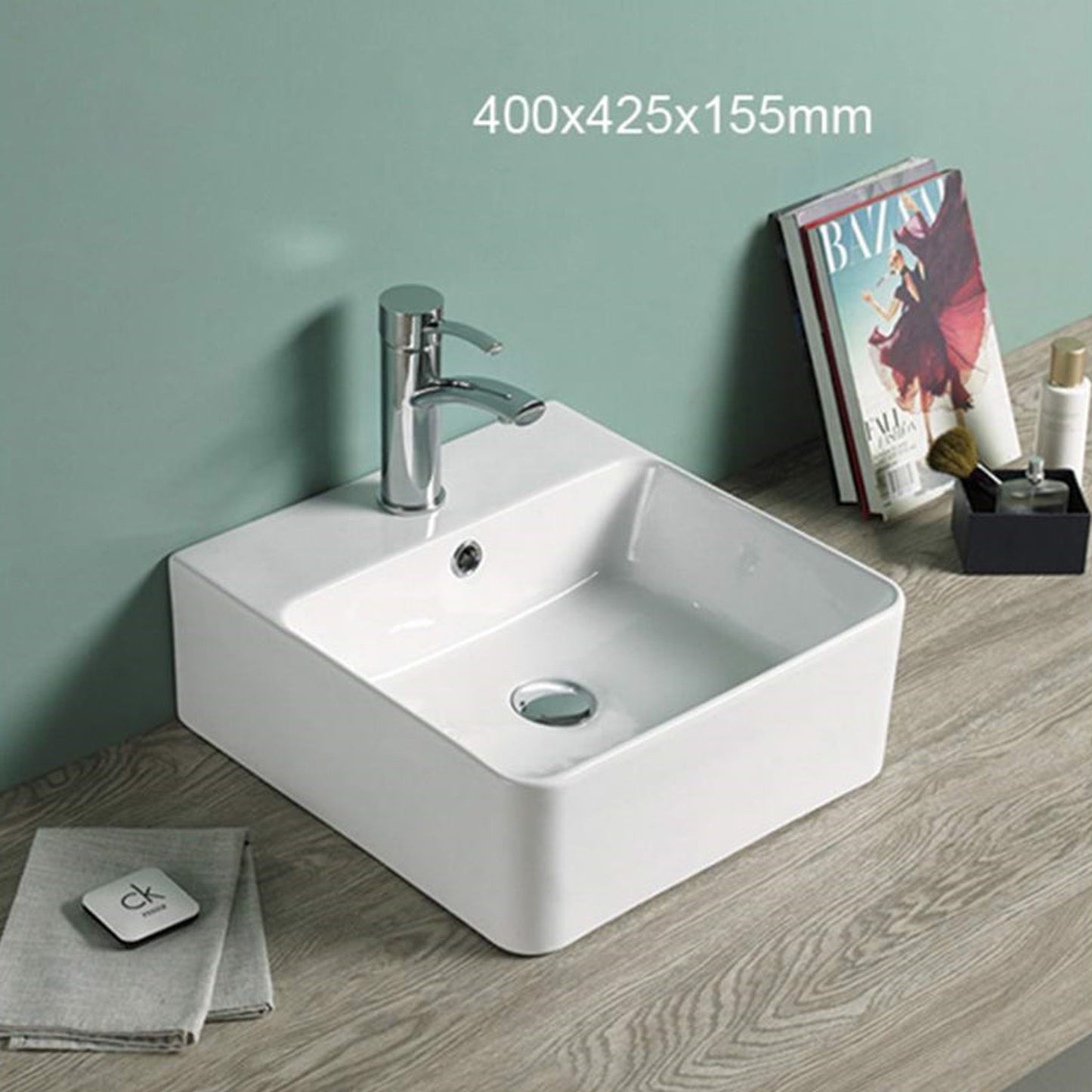 American Imaginations AI-28142 Rectangle White Ceramic Bathroom Vessel Sink with Enamel Glaze Finish