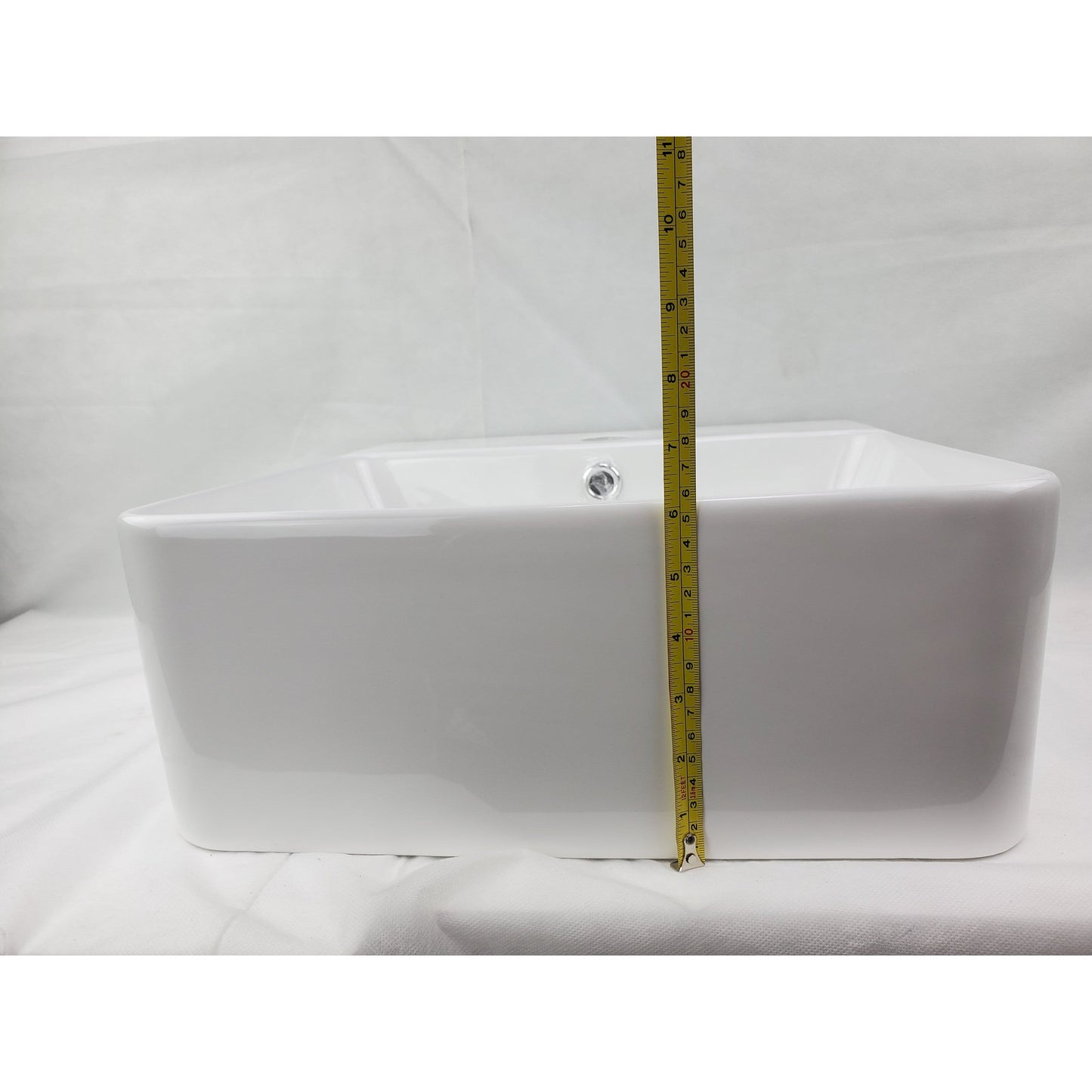 American Imaginations AI-28142 Rectangle White Ceramic Bathroom Vessel Sink with Enamel Glaze Finish
