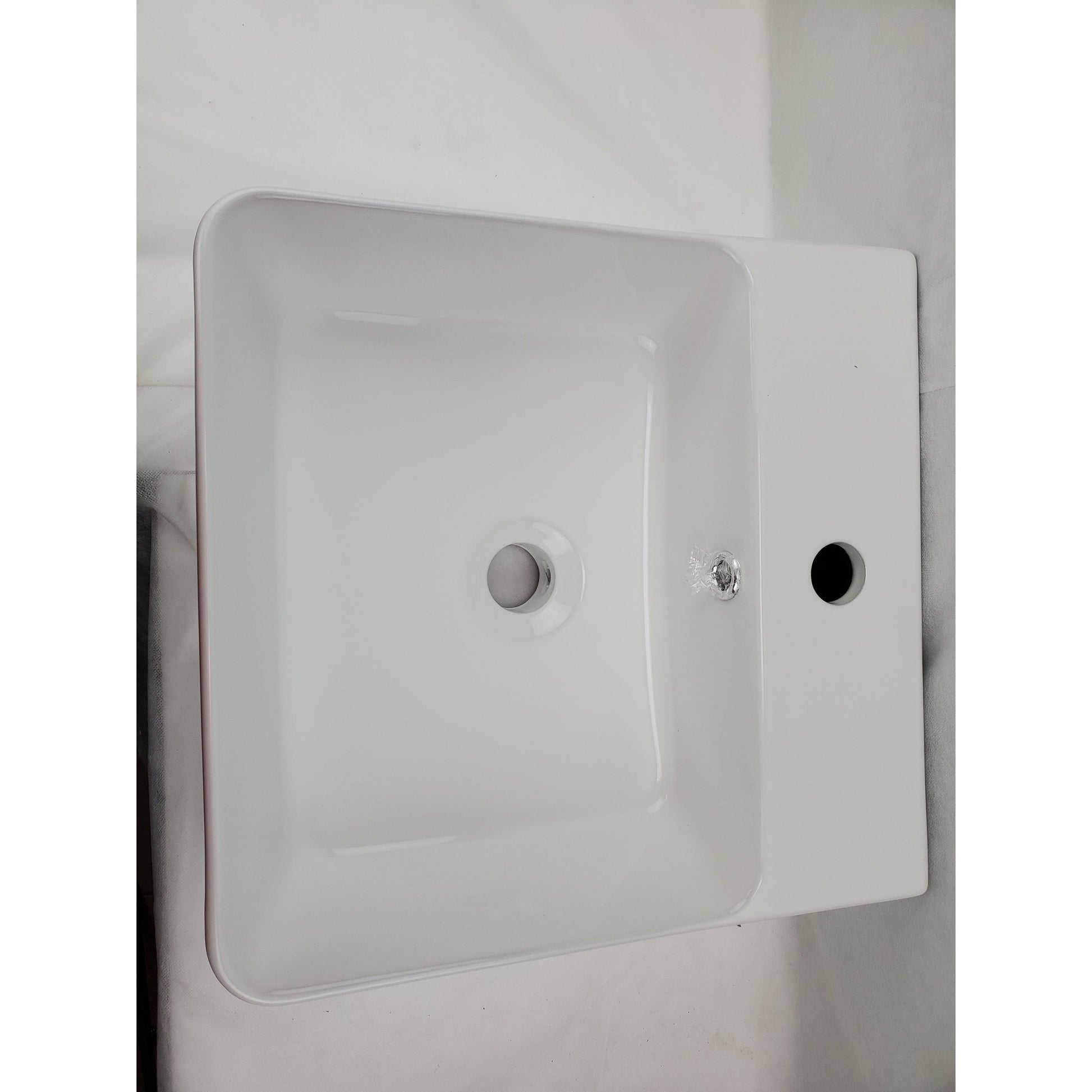 American Imaginations AI-28142 Rectangle White Ceramic Bathroom Vessel Sink with Enamel Glaze Finish