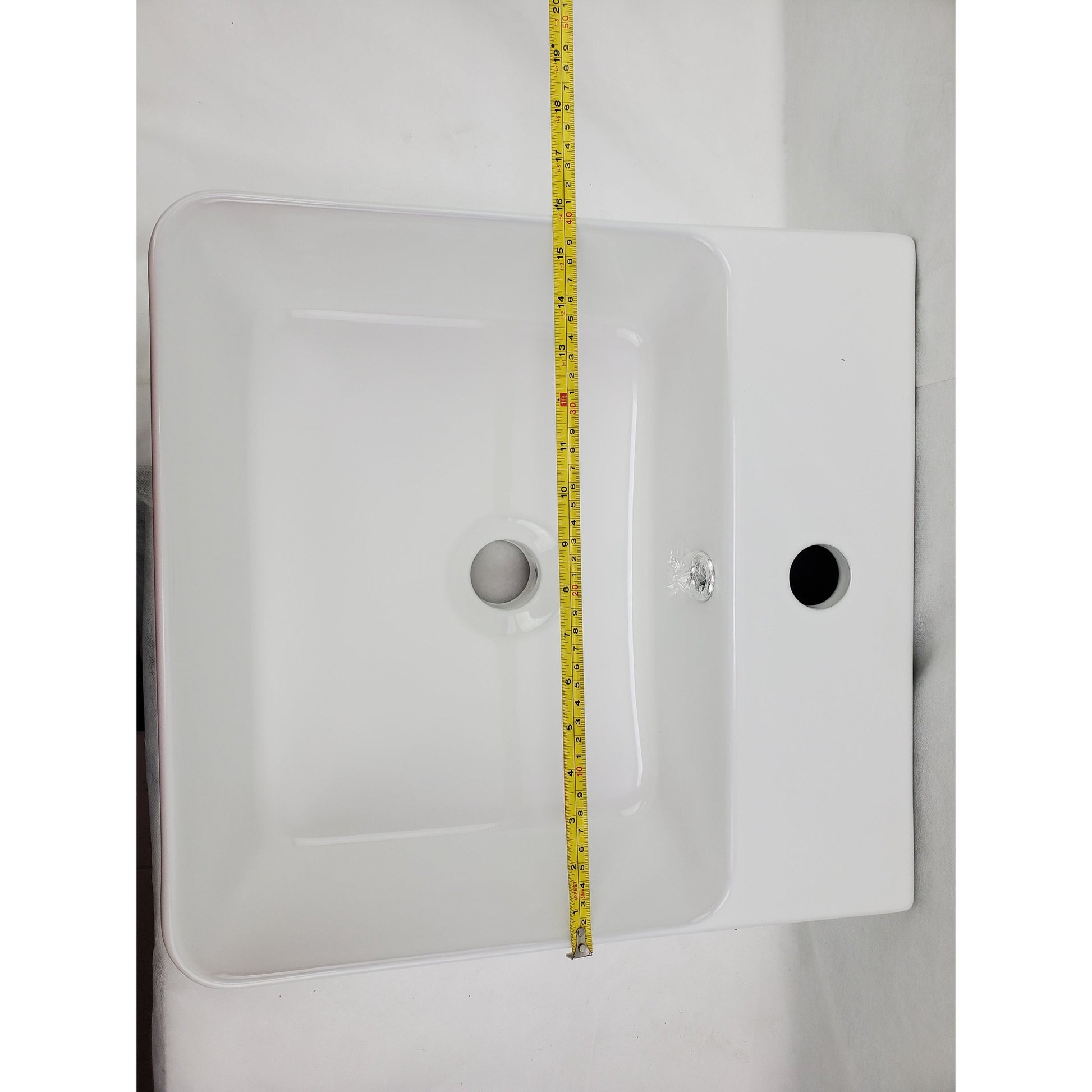 American Imaginations AI-28142 Rectangle White Ceramic Bathroom Vessel Sink with Enamel Glaze Finish