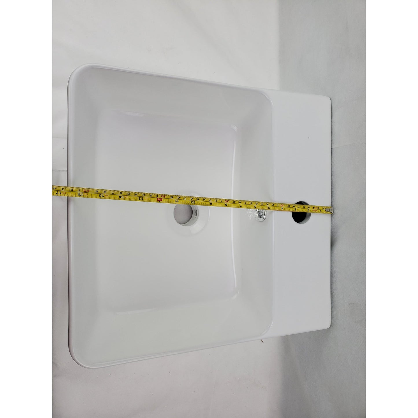 American Imaginations AI-28142 Rectangle White Ceramic Bathroom Vessel Sink with Enamel Glaze Finish