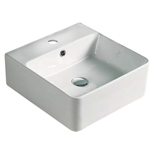 American Imaginations AI-28142 Rectangle White Ceramic Bathroom Vessel Sink with Enamel Glaze Finish