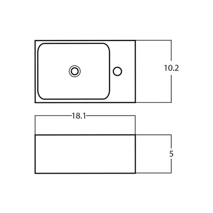 American Imaginations AI-28149 18" Rectangle Enamel Glaze White Ceramic Modern