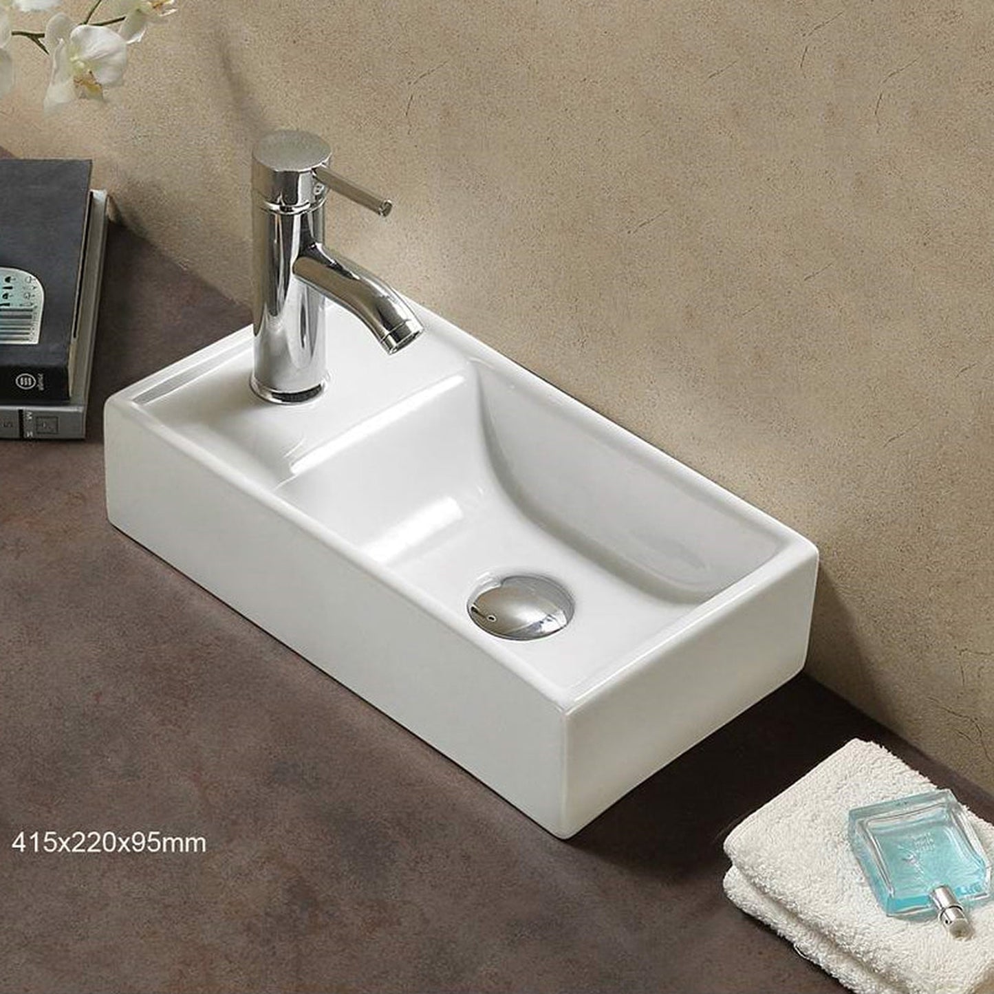 American Imaginations AI-28157 Rectangle White Ceramic Bathroom Vessel Sink with Enamel Glaze Finish