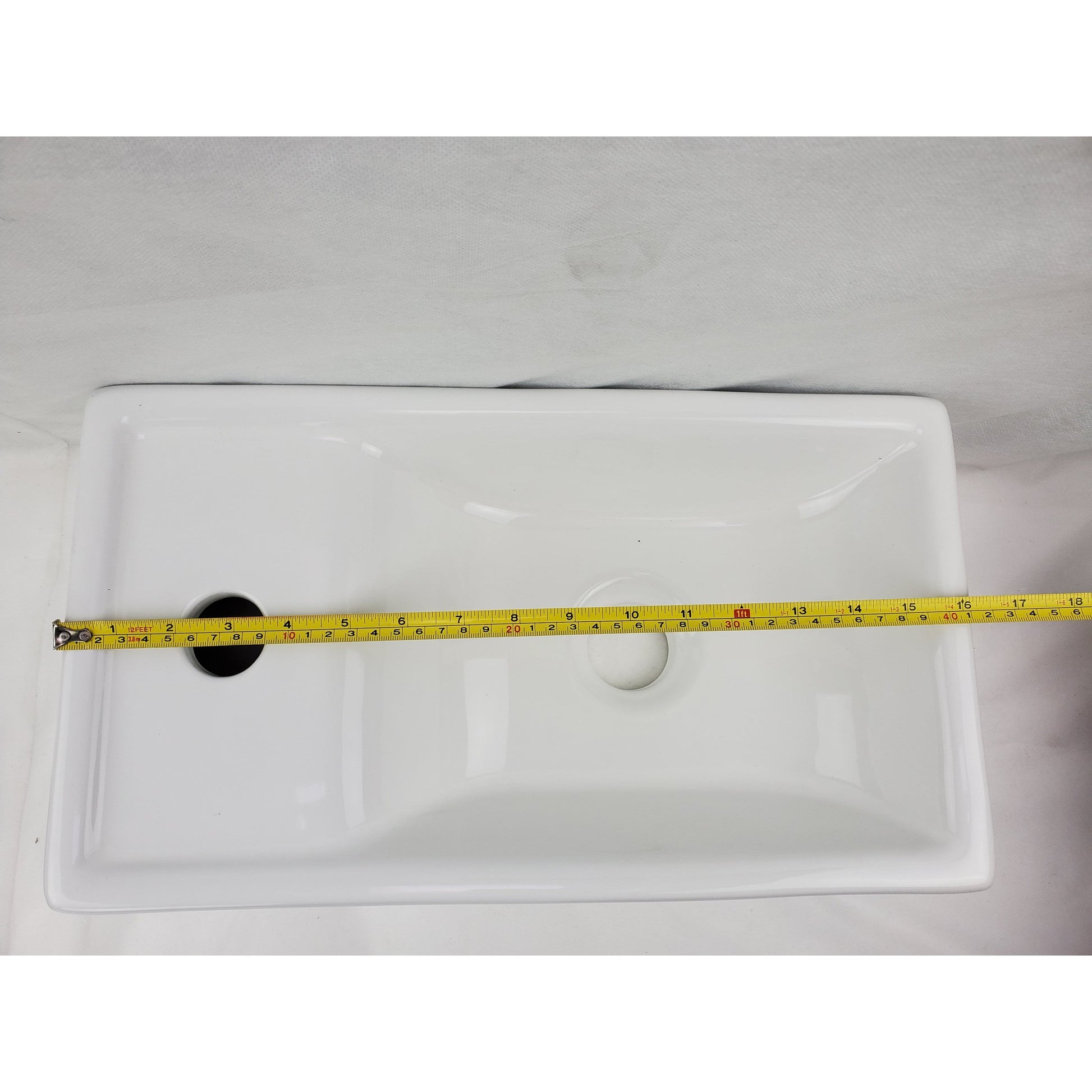 American Imaginations AI-28157 Rectangle White Ceramic Bathroom Vessel Sink with Enamel Glaze Finish