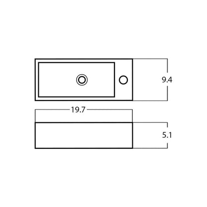 American Imaginations AI-28161 20" Rectangle Enamel Glaze White Ceramic Modern