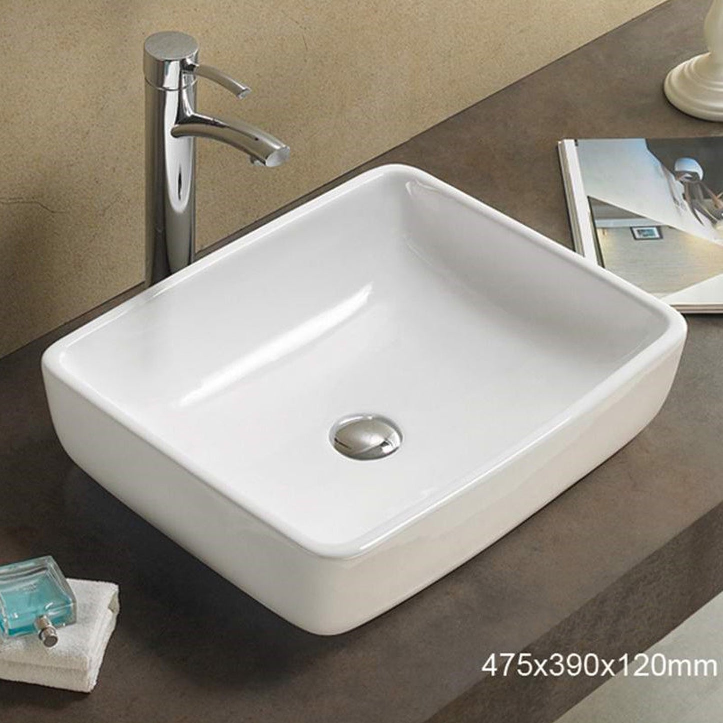 American Imaginations AI-28182 Rectangle White Ceramic Bathroom Vessel Sink with Enamel Glaze Finish