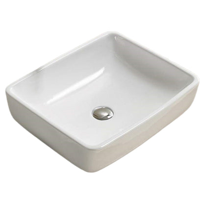 American Imaginations AI-28182 Rectangle White Ceramic Bathroom Vessel Sink with Enamel Glaze Finish
