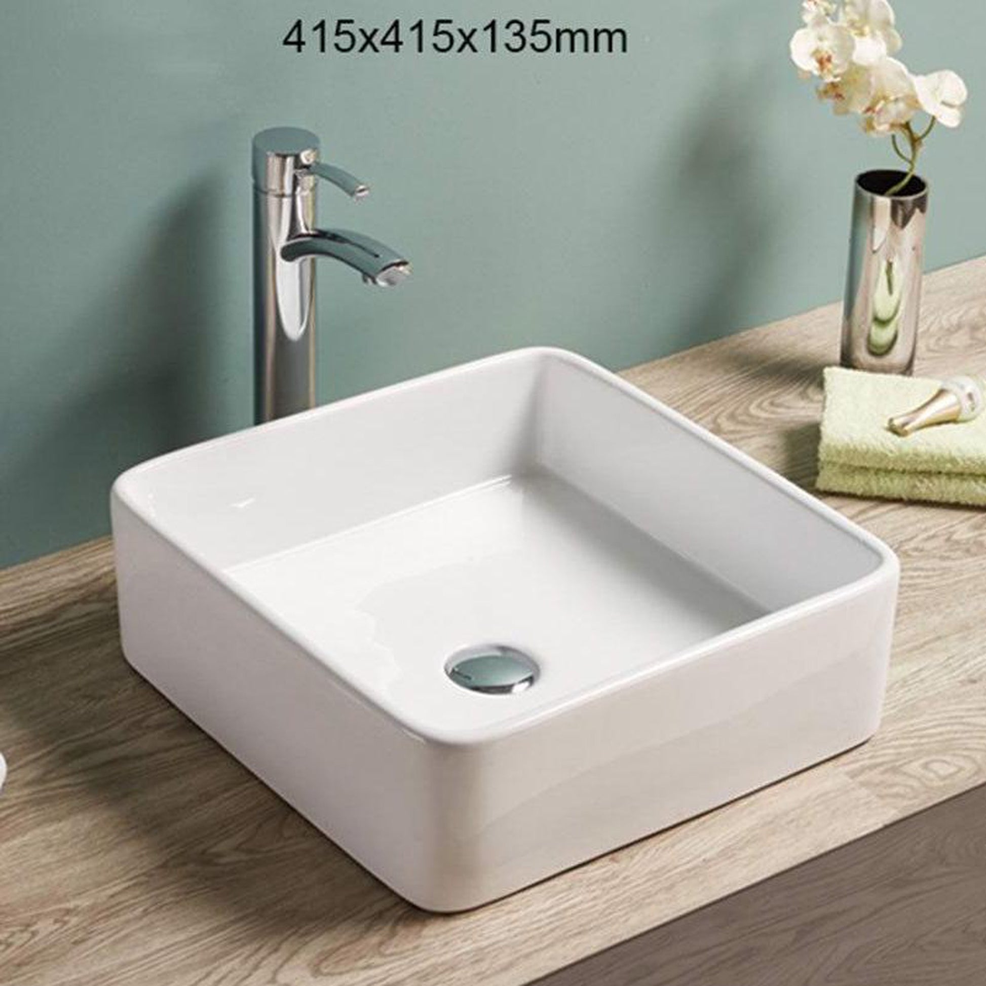 American Imaginations AI-28183 16" Square Enamel Glaze White Ceramic Modern