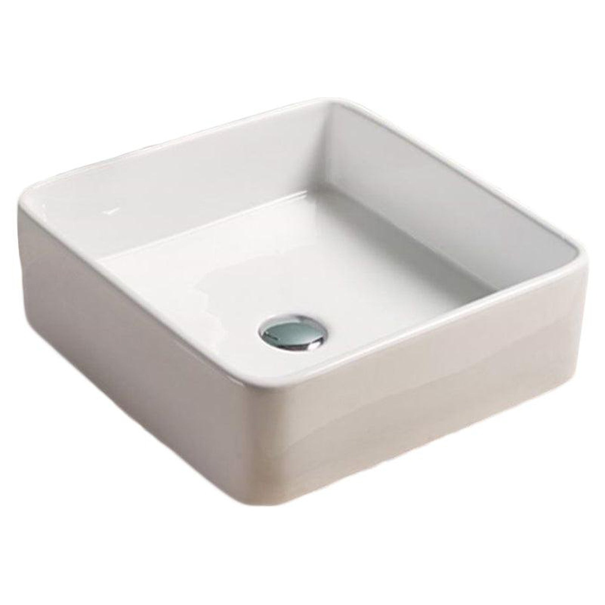 American Imaginations AI-28183 16" Square Enamel Glaze White Ceramic Modern