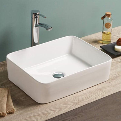American Imaginations AI-28186 19" Rectangle Enamel Glaze White Ceramic Modern