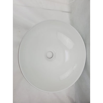 American Imaginations AI-28191 Round White Ceramic Bathroom Vessel Sink with Enamel Glaze Finish