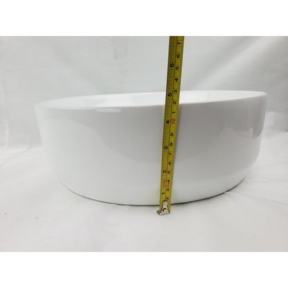 American Imaginations AI-28191 Round White Ceramic Bathroom Vessel Sink with Enamel Glaze Finish
