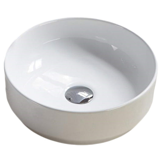 American Imaginations AI-28191 Round White Ceramic Bathroom Vessel Sink with Enamel Glaze Finish
