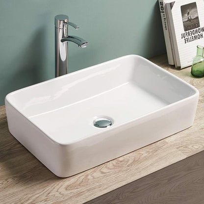 American Imaginations AI-28206 Rectangle White Ceramic Bathroom Vessel Sink with Enamel Glaze Finish