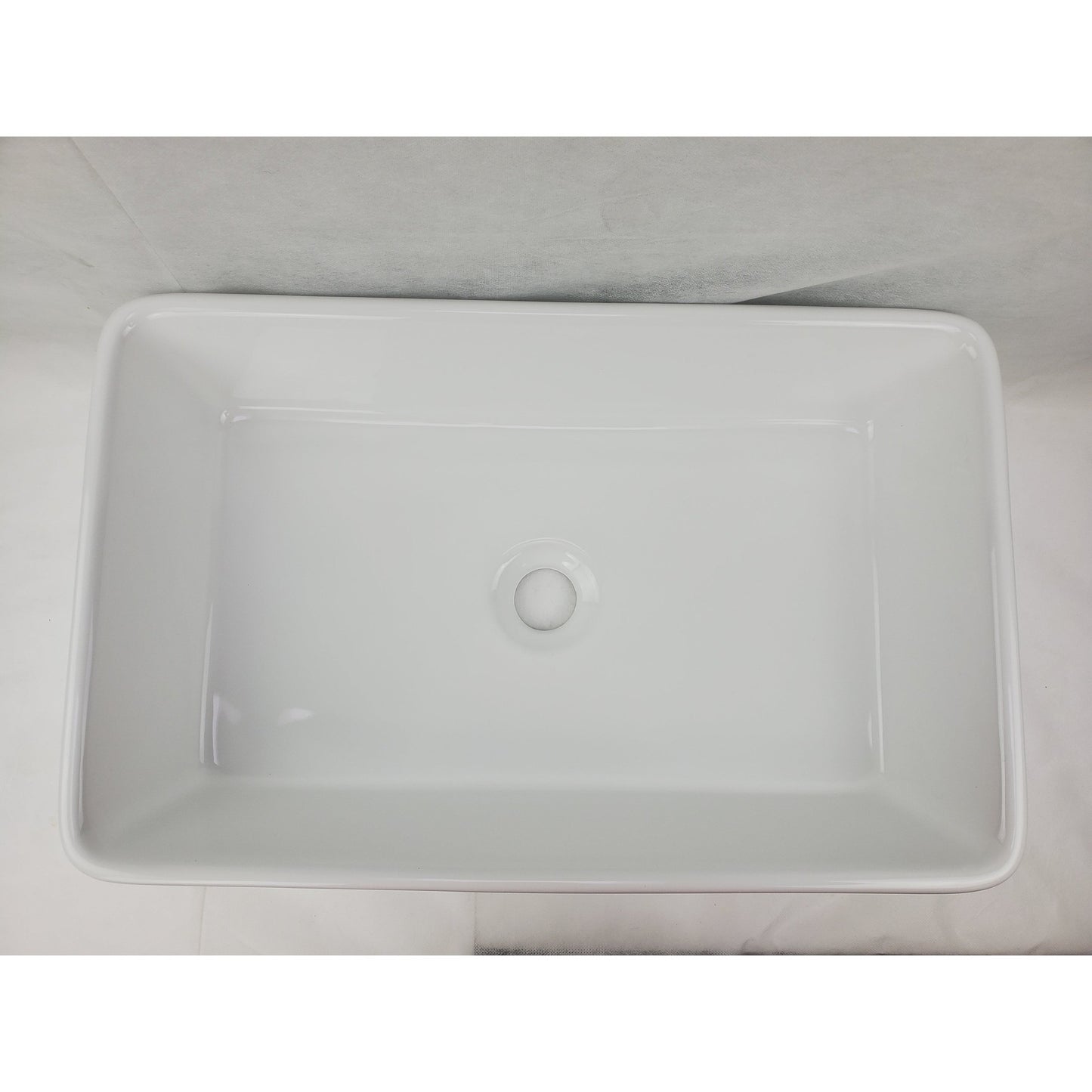 American Imaginations AI-28206 Rectangle White Ceramic Bathroom Vessel Sink with Enamel Glaze Finish