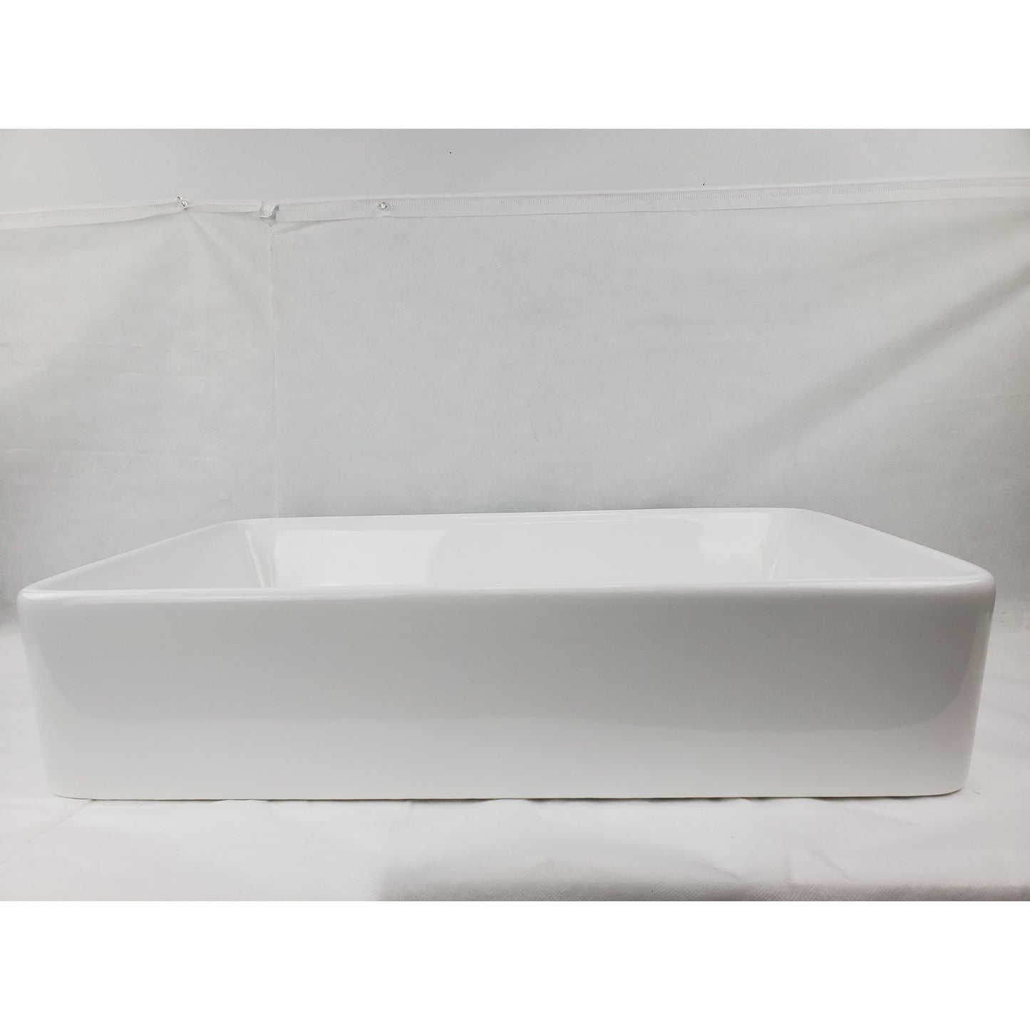 American Imaginations AI-28206 Rectangle White Ceramic Bathroom Vessel Sink with Enamel Glaze Finish