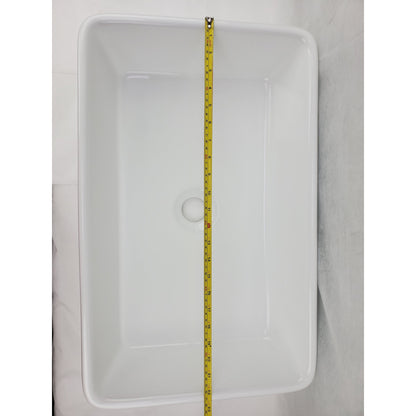 American Imaginations AI-28206 Rectangle White Ceramic Bathroom Vessel Sink with Enamel Glaze Finish