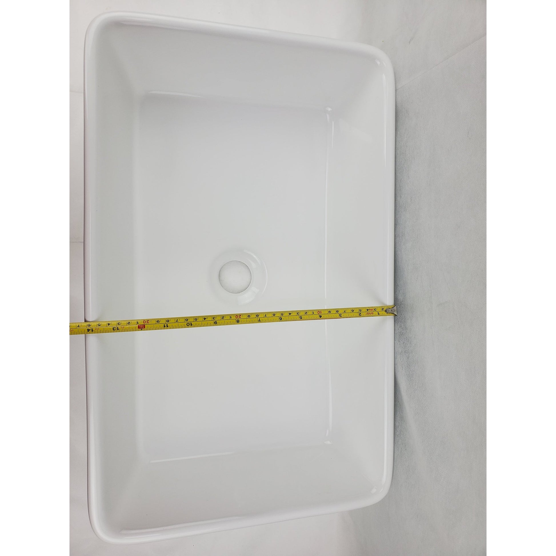 American Imaginations AI-28206 Rectangle White Ceramic Bathroom Vessel Sink with Enamel Glaze Finish