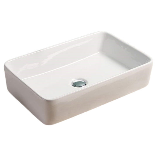 American Imaginations AI-28206 Rectangle White Ceramic Bathroom Vessel Sink with Enamel Glaze Finish