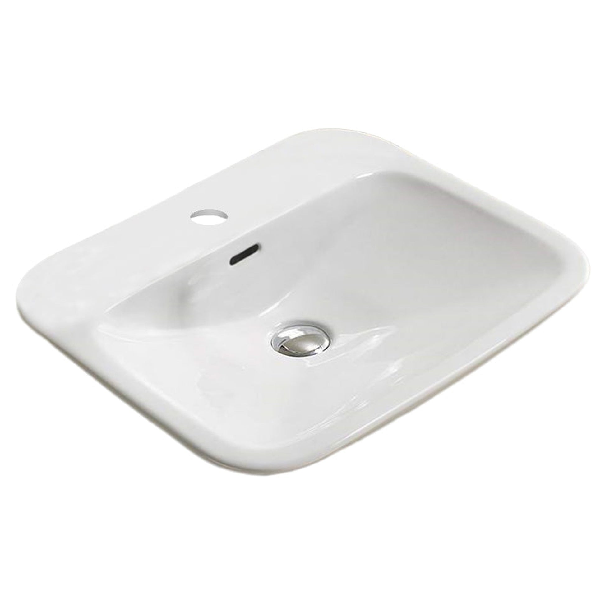 American Imaginations AI-28215 Rectangle White Ceramic Bathroom Vessel Sink with Enamel Glaze Finish