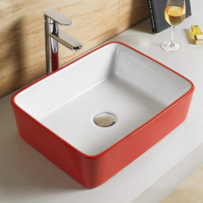 American Imaginations AI-28217 19" Rectangle Enamel Glaze Red-White Ceramic Transitional