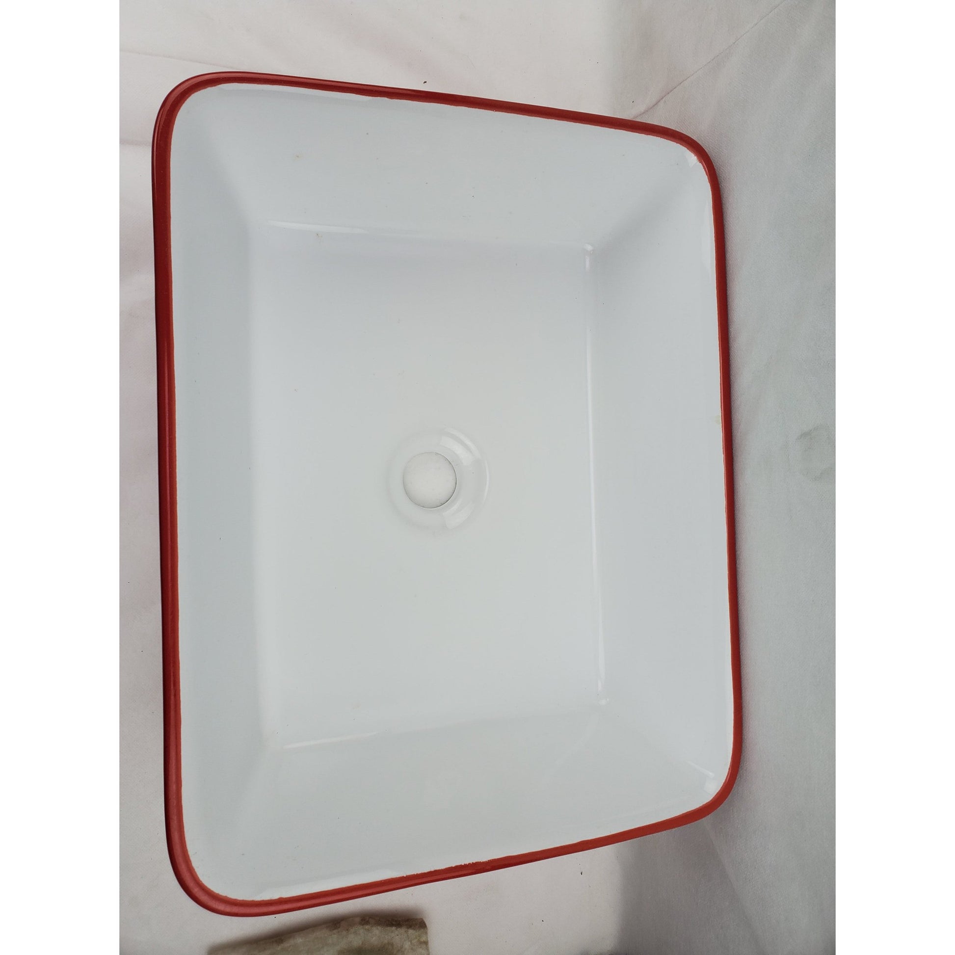 American Imaginations AI-28217 19" Rectangle Enamel Glaze Red-White Ceramic Transitional