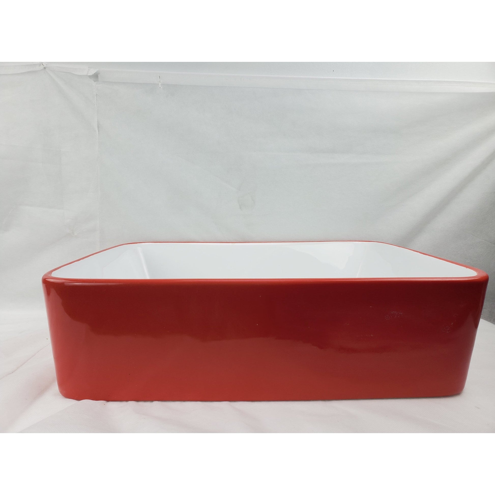 American Imaginations AI-28217 19" Rectangle Enamel Glaze Red-White Ceramic Transitional