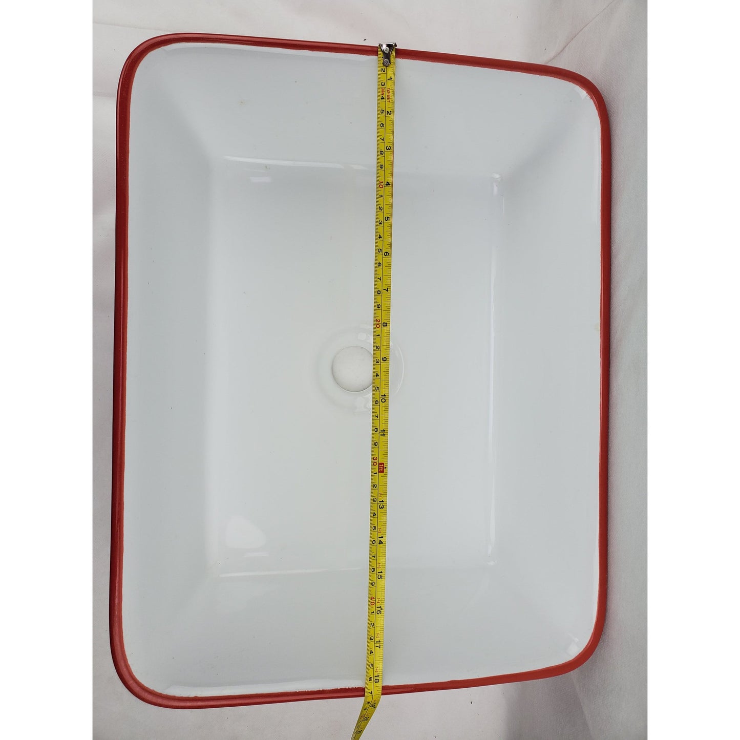 American Imaginations AI-28217 19" Rectangle Enamel Glaze Red-White Ceramic Transitional