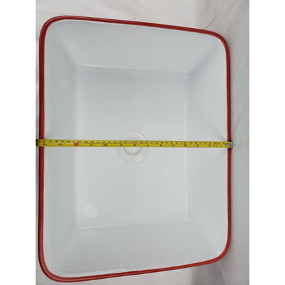 American Imaginations AI-28217 19" Rectangle Enamel Glaze Red-White Ceramic Transitional