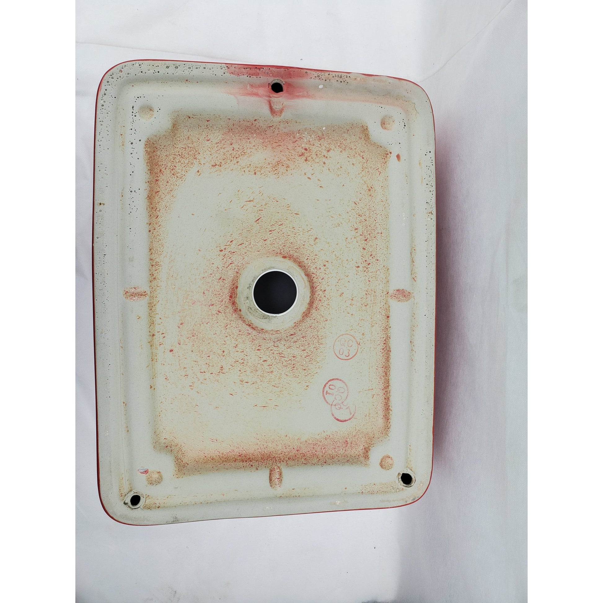 American Imaginations AI-28217 19" Rectangle Enamel Glaze Red-White Ceramic Transitional