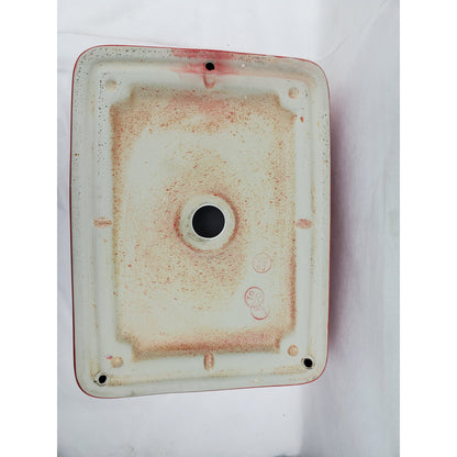 American Imaginations AI-28217 19" Rectangle Enamel Glaze Red-White Ceramic Transitional
