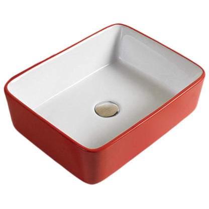 American Imaginations AI-28217 19" Rectangle Enamel Glaze Red-White Ceramic Transitional