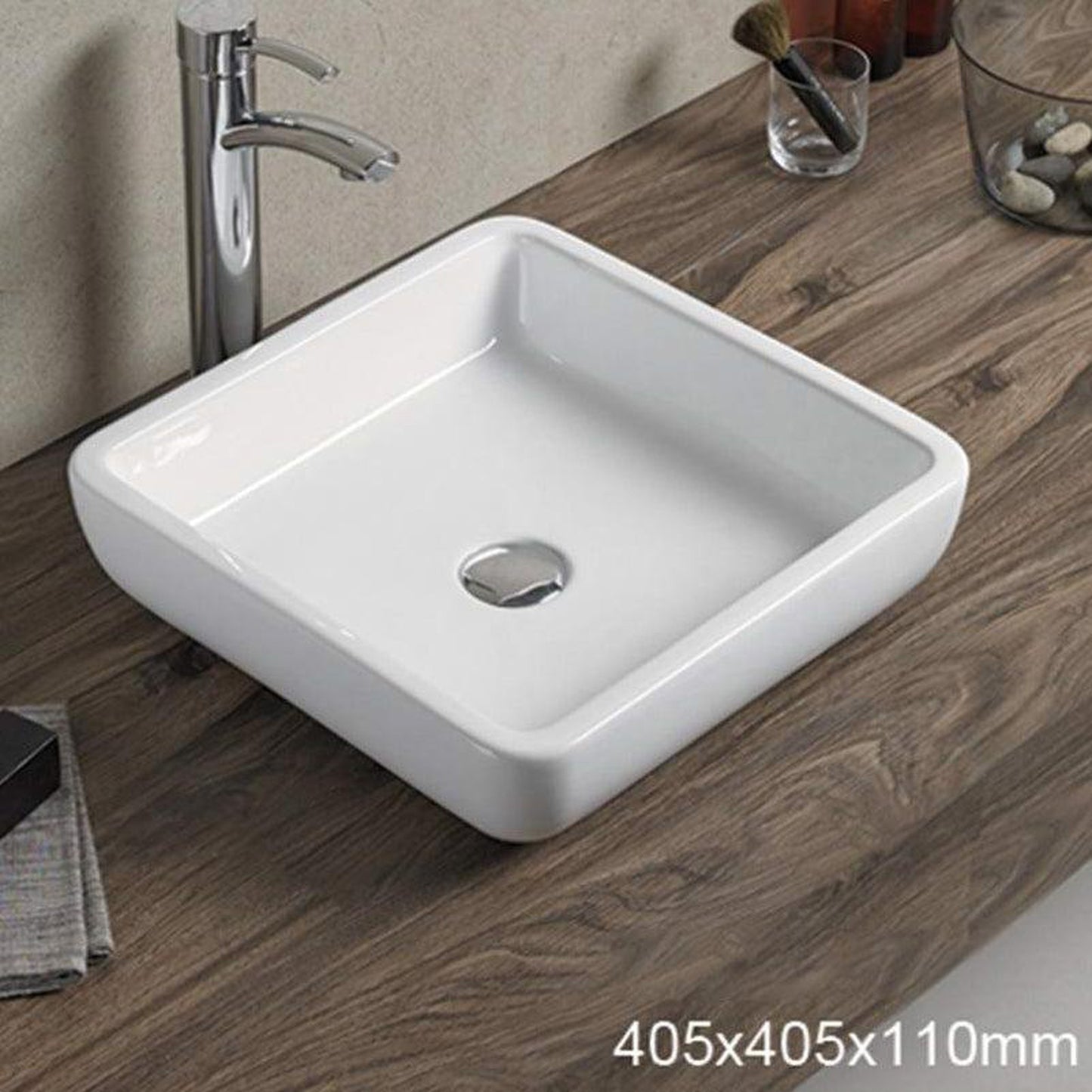American Imaginations AI-28219 16" Square Enamel Glaze White Ceramic Transitional