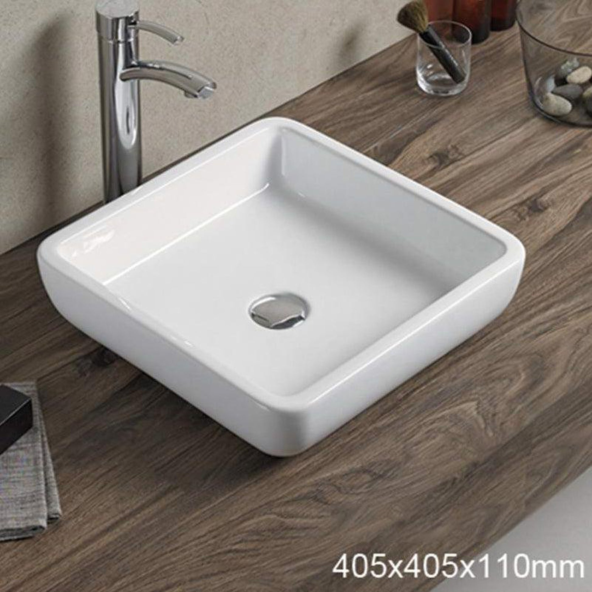 American Imaginations AI-28219 16" Square Enamel Glaze White Ceramic Transitional