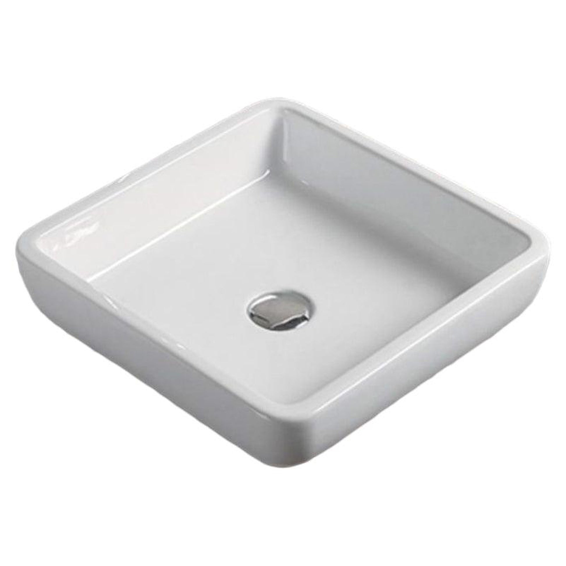 American Imaginations AI-28219 16" Square Enamel Glaze White Ceramic Transitional