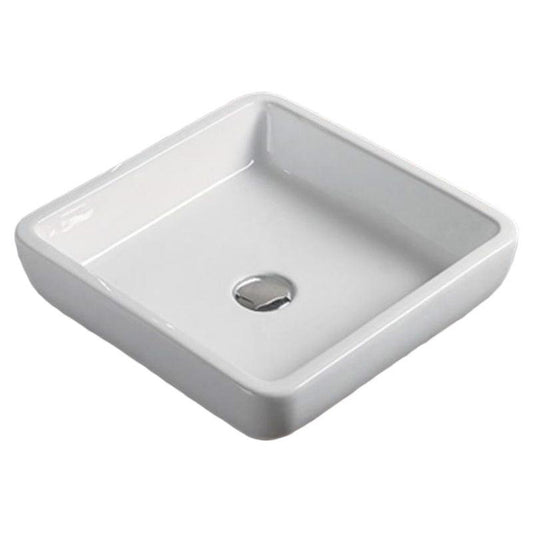 American Imaginations AI-28219 16" Square Enamel Glaze White Ceramic Transitional